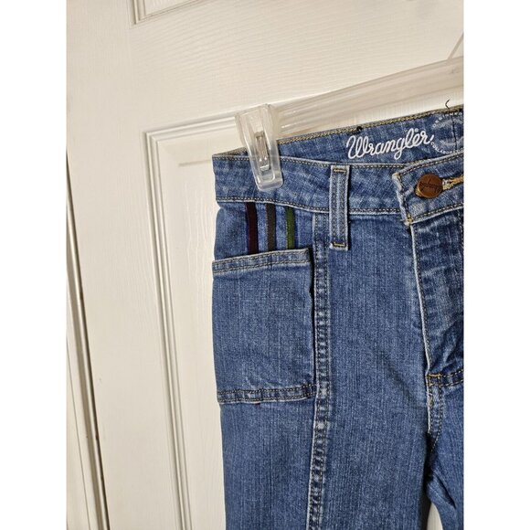 Wrangler x Modcloth Retro 70s Flare Rainbow Pocket High Rise Jeans Womens 2x30 - Picture 4 of 10